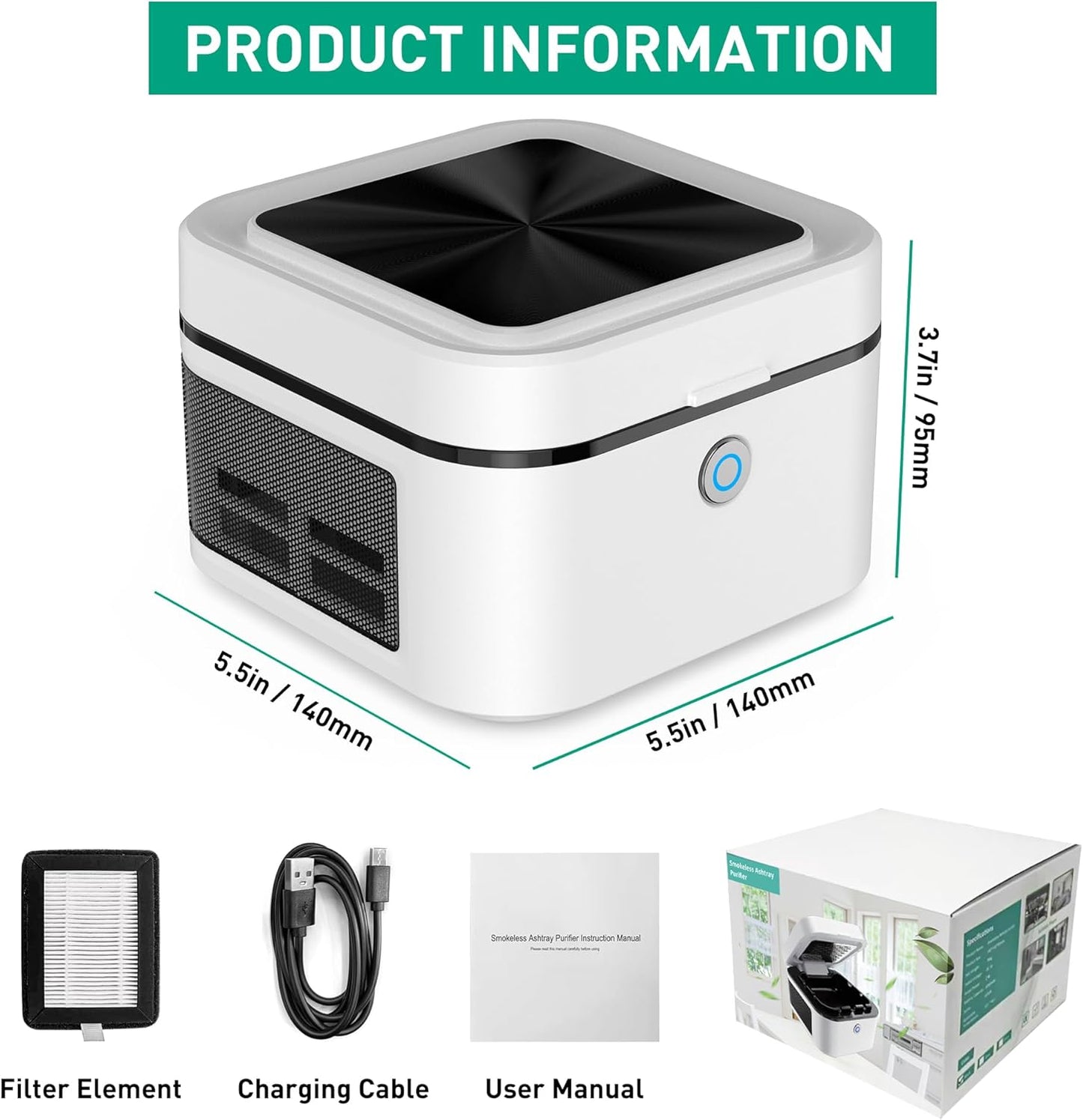Smokeless Ashtray & Air Purifier – 2-in-1