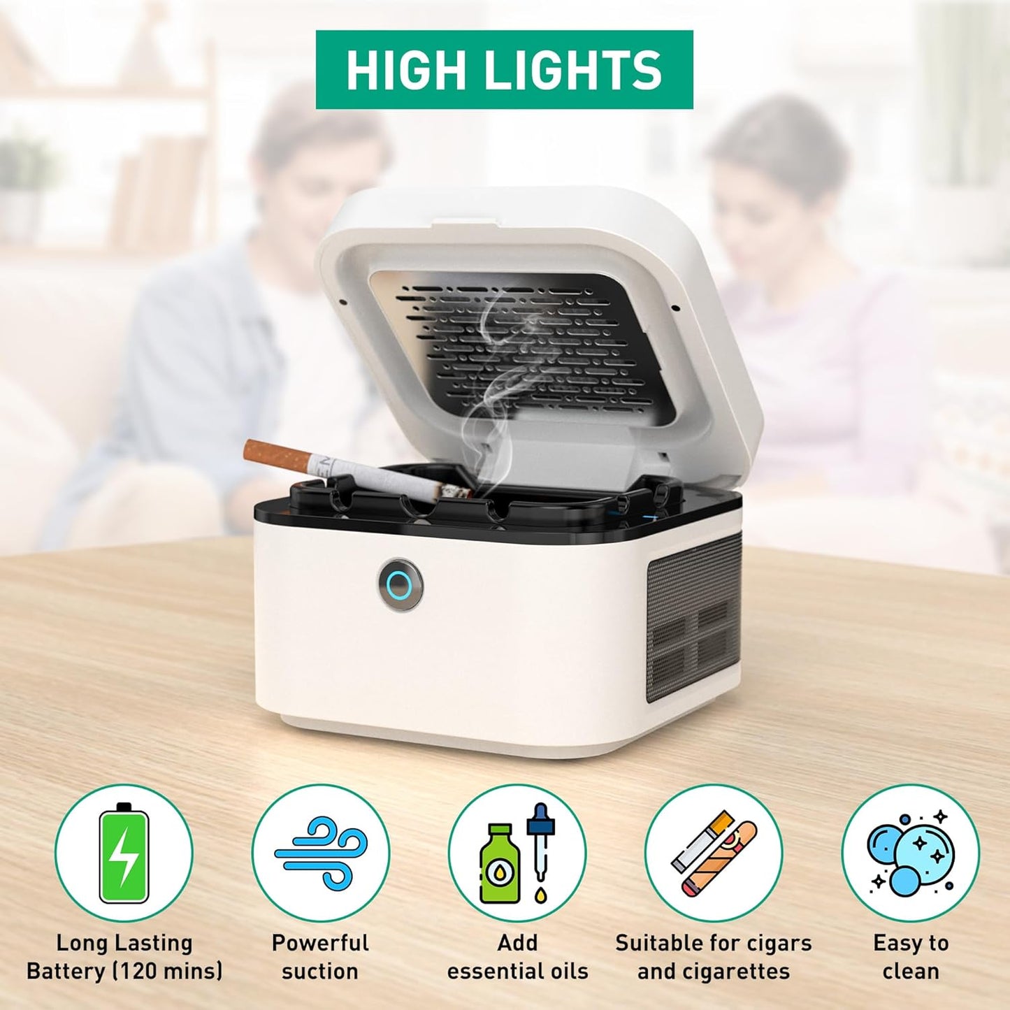 Smokeless Ashtray & Air Purifier – 2-in-1