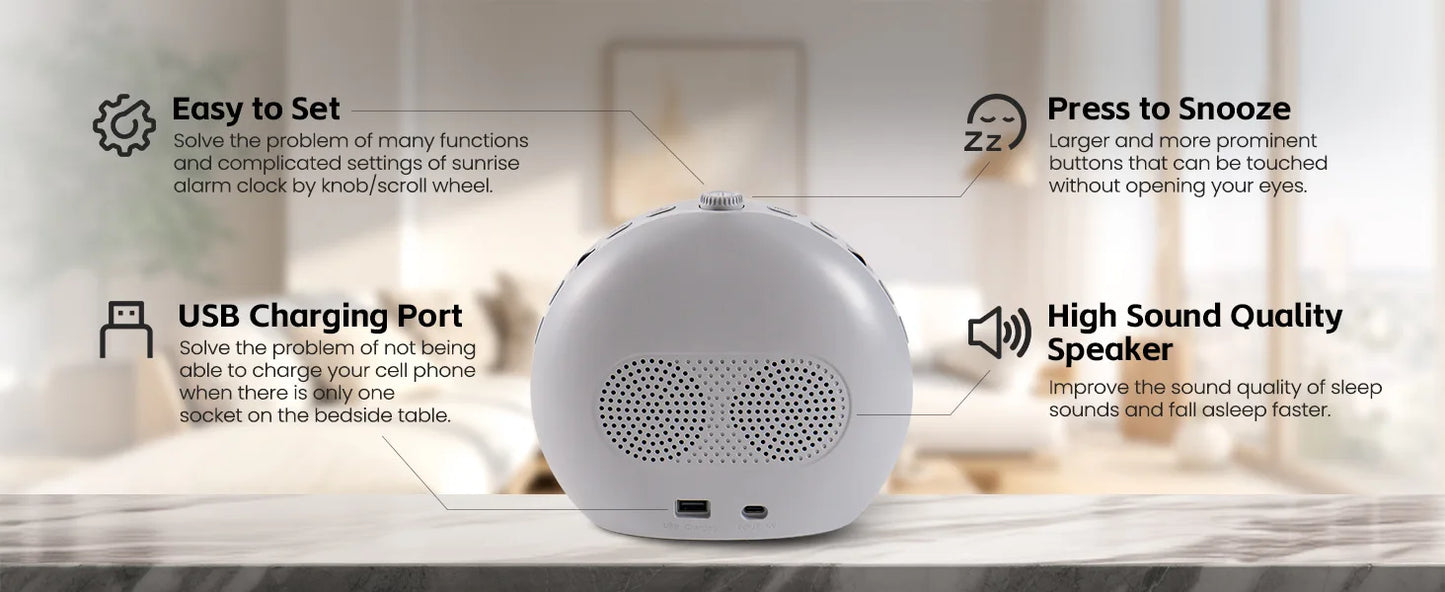 Sunrise Wake-Up Light – Bluetooth & White Noise