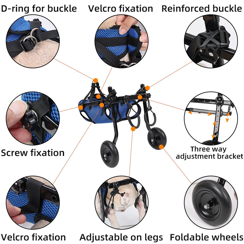 Adjustable Pet Wheelchair – Mobility Aid for Disabled Cats & Dogs